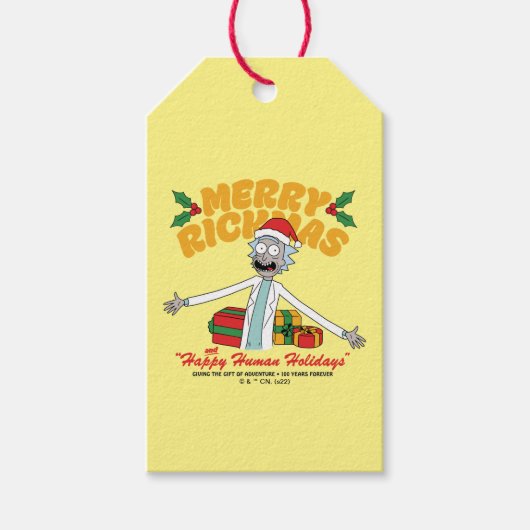 Étiquettes-cadeau Joyeux Rickmas et Joyeuses Fêtes Humaines (Devant)