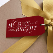 Étiquettes-cadeau Joyeux & Rouge brillant Script élégant Noël modern