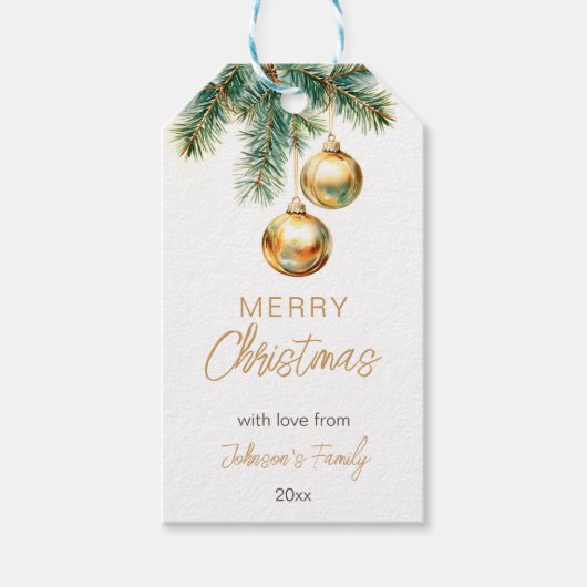 Étiquettes-cadeau Joyeux sapin en or de Noël (Devant)