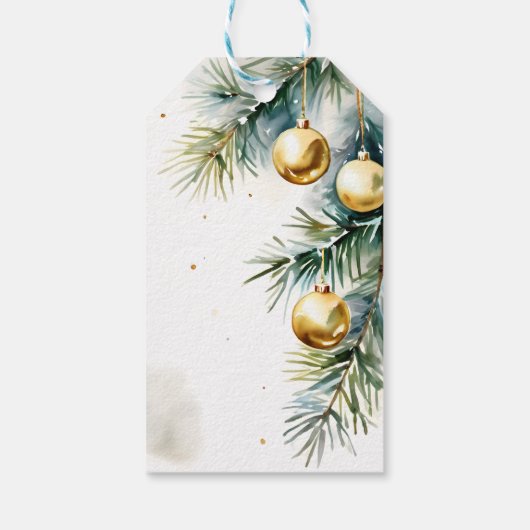 Étiquettes-cadeau Joyeux sapin en or de Noël (Dos)