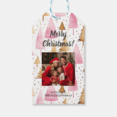 Étiquettes-cadeau Joyeux sapin rose or Noël (Devant)