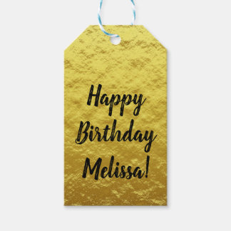 Étiquettes-cadeau Joyeux script d'anniversaire personnalisé Gold Foi