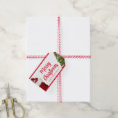 Étiquettes-cadeau Joyeux script de Noël personnalisable Arbre de pin (With Twine)