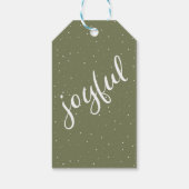 Étiquettes-cadeau Joyeux Script Olive Green Holiday Photo famille (Dos)