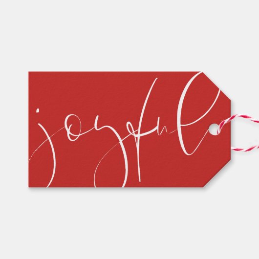 Étiquettes-cadeau Joyeux script rouge vacances (Devant (Horizontal))