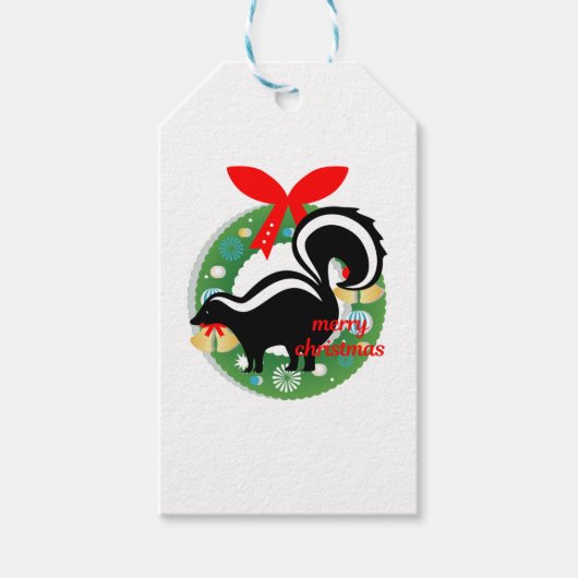 Étiquettes-cadeau joyeux skunk de noël (Devant)