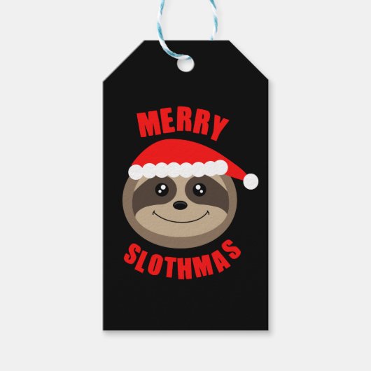 Étiquettes-cadeau Joyeux Slothmas Sloth Noël Balise cadeau de Noël (Devant)