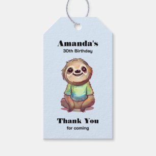 Étiquettes-cadeau Joyeux sourire Sloth assis détente Anniversaire