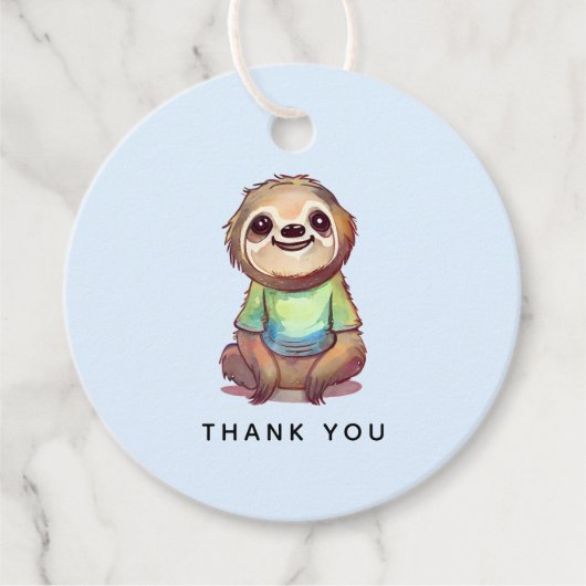 Étiquettes Cadeau Joyeux sourire Sloth assis Relaxant Merci (Devant)