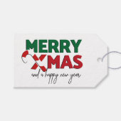 Étiquettes-cadeau Joyeux sucre de canne de Noël rouge vert (Devant (Horizontal))