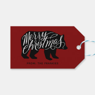 Étiquettes-cadeau Joyeux texte de Noël en Ours