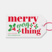 Étiquettes-cadeau Joyeux tout moderne Noël Rouge brillant (Devant (Horizontal))