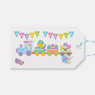 Étiquettes-cadeau Joyeux Train Bunny de Pâques
