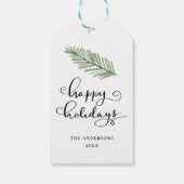 Étiquettes-cadeau Joyeux Vacances Aquarelle moderne Script de vacanc (Dos)