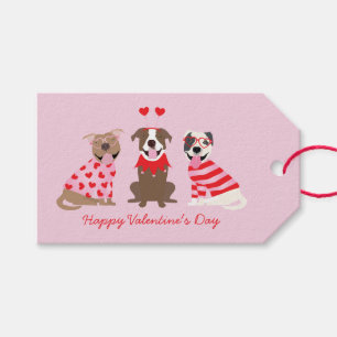 Étiquettes-cadeau Joyeux Valentines Day American Pit Bull Terriers
