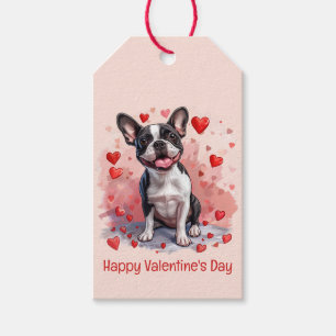 Étiquettes-cadeau Joyeux Valentines Day Boston Terrier Dog
