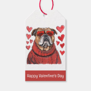 Étiquettes-cadeau Joyeux Valentines Day English Bulldog