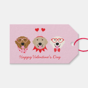 Étiquettes-cadeau Joyeux Valentines Day Golden Retriever Dogs