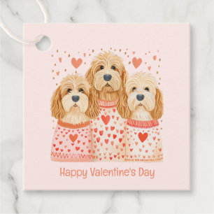Étiquettes Cadeau Joyeux Valentines Day Goldendoodle Dogs