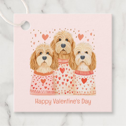 Étiquettes Cadeau Joyeux Valentines Day Goldendoodle Dogs (Devant)