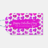 Étiquettes-cadeau Joyeux Valentines Day Moderne Rouge Rose Coeurs No (Dos Horizontal)