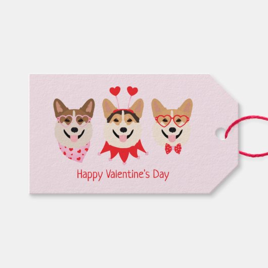 Étiquettes-cadeau Joyeux Valentines Day Pembroke Welsh Corgi Chiens (Devant (Horizontal))