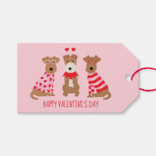 Étiquettes-cadeau Joyeux Valentines Day Welsh Wire Fox Terrier Chien