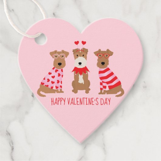 Étiquettes Cadeau Joyeux Valentines Day Welsh Wire Fox Terrier Chien (Devant)