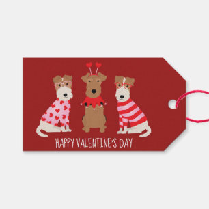 Étiquettes-cadeau Joyeux Valentines Day Welsh Wire Fox Terrier Chien
