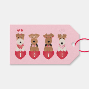 Étiquettes-cadeau Joyeux Valentines Day Welsh Wire Fox Terrier Chien