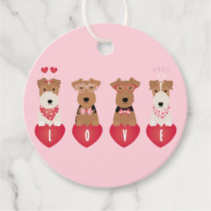 Étiquettes Cadeau Joyeux Valentines Day Welsh Wire Fox Terrier Chien