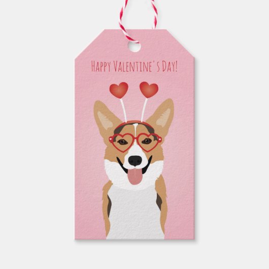 Étiquettes-cadeau Joyeux Valentines Jour Corgi Chien (Devant)