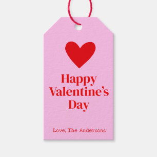 Étiquettes-cadeau Joyeux Valentines Jour Rose Rouge Personnalisé