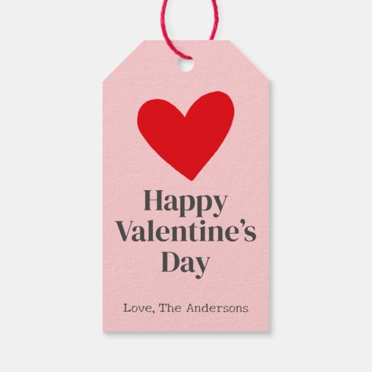 Étiquettes-cadeau Joyeux Valentines Jour Rose Rouge Personnalisé (Dos)