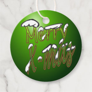 Étiquettes Cadeau Joyeux X-Mas Green Favor Tags