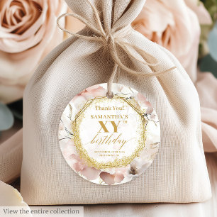 Étiquettes Cadeau Joyful Dusty Pink Ivory Gold Anniversaire Tags fav