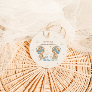 Étiquettes Cadeau Jumeaux Garçons Shower Ourson Bleu Merci