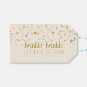 Étiquettes-cadeau Jumeaux Petites Étoiles Brillantes Baby Shower Ros