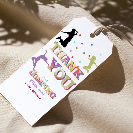 Étiquettes-cadeau Jump Trampoline Colorée Double fête d'anniversaire