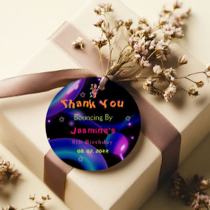 Étiquettes Cadeau Jump Trampoline Colorée fille fête d'anniversaire