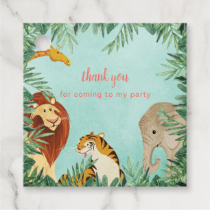 Étiquettes Cadeau Jungle Animaux Safari Merci fête d'anniversaire ga