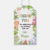 Étiquettes-cadeau Jungle Dinosaur Boy Anniversaire Merci (Devant)