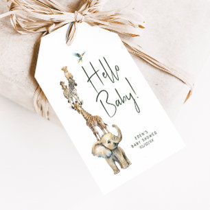 Étiquettes-cadeau Jungle Safari Bonjour Baby shower bébé Merci