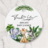 Étiquettes Cadeau Jungle Safari Merci tropical Animaux (Devant)