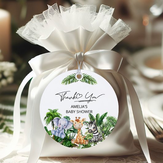 Étiquettes Cadeau Jungle Safari Merci tropical Animaux