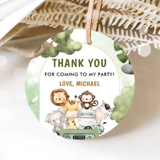 Étiquettes Cadeau Jungle Safari Party Animaux 1er anniversaire
