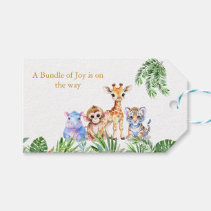 Étiquettes-cadeau Jungle tropicale Bébés animaux