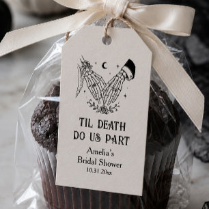 Étiquettes-cadeau Jusqu'à la mort Faveur de douche nuptiale gothique