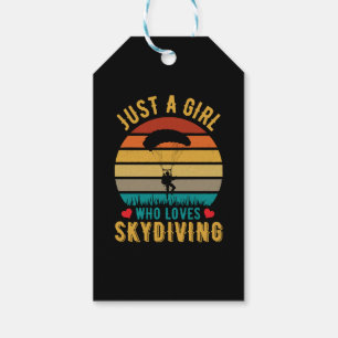 Étiquettes-cadeau juste une fille qui aime le parachutisme