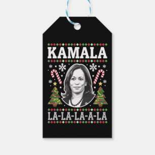 Étiquettes-cadeau Kamala Harris 2024 Noël Virgule La Xmas